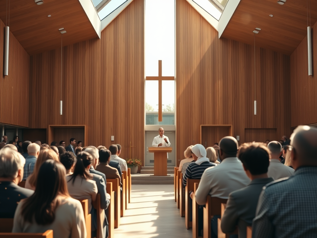 Pastor giving sermon in a church